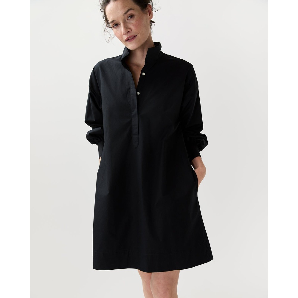 Ann Mashburn Anaya Popover Black Cotton Poplin Dress Size Small